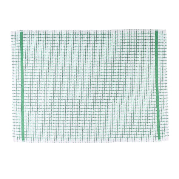 Terry Checked Tea Towel - Green check