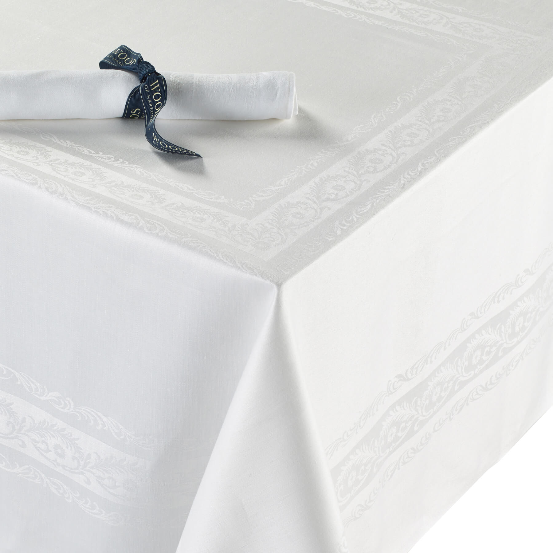 Irish Linen Double Damask Fine Scroll Table Linen Collection Woods Fine Linens