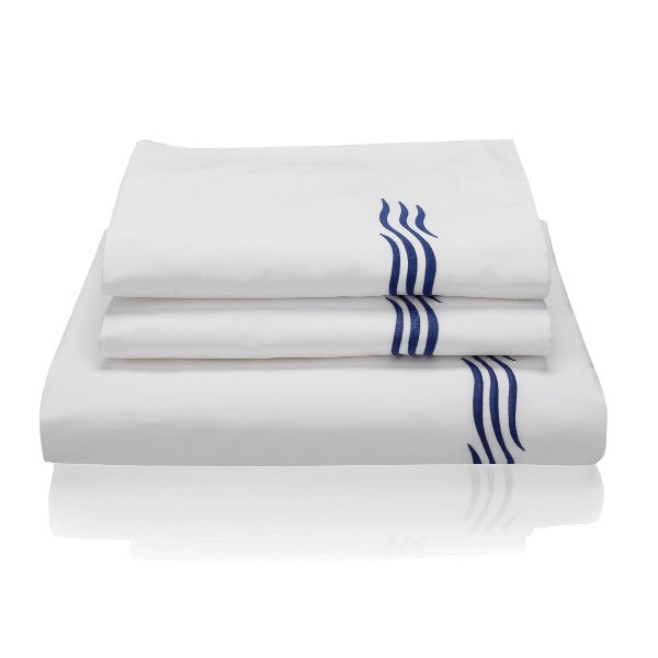 Woods Italian Classic Busetto Superfine Bed Linen Set Wave Design - produced on original Pratesi superfine luxury percale cotton.