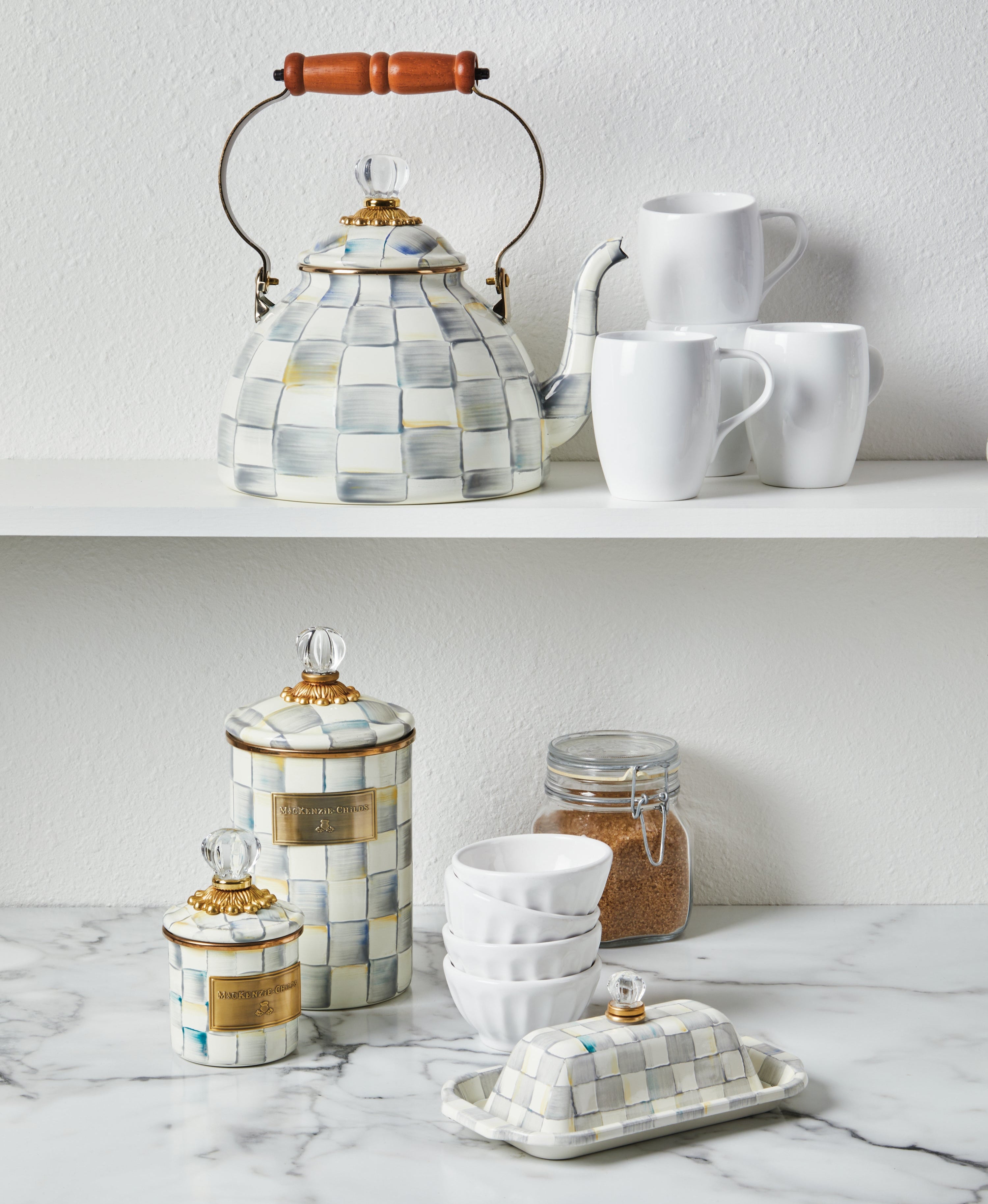 MacKenzie-Childs Check Design Butter Dish