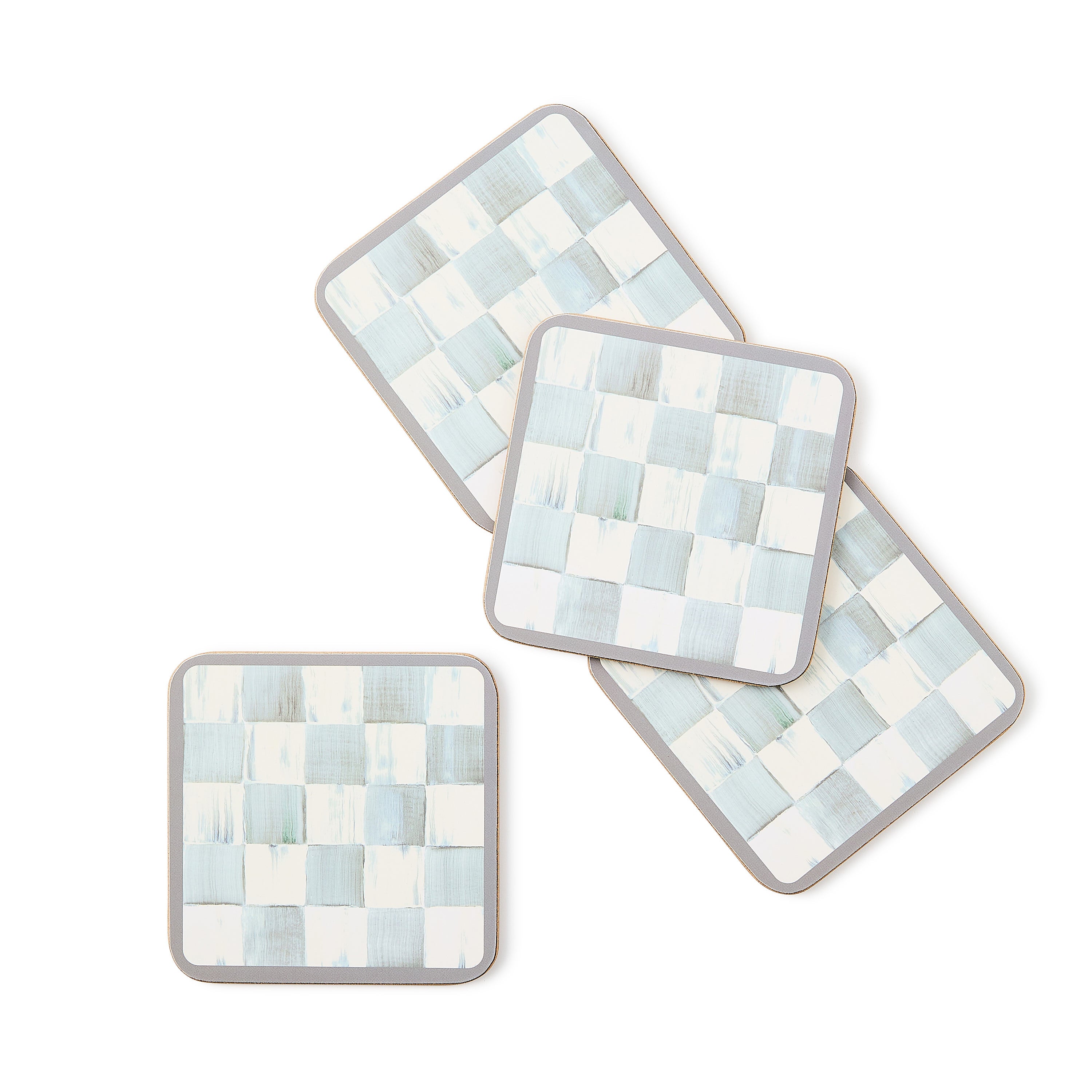 MacKenzie-Childs Sterling Check Cork Back Coasters (Set of 4)
