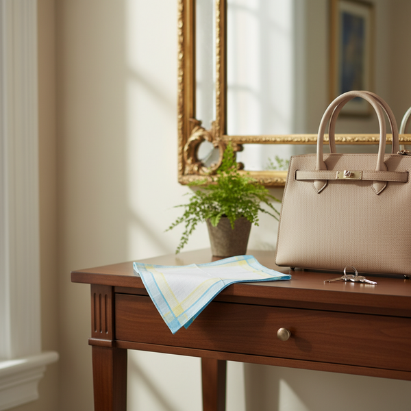 Lehner Swiss Cotton Ladies Handkerchief -  Multi Colour Border