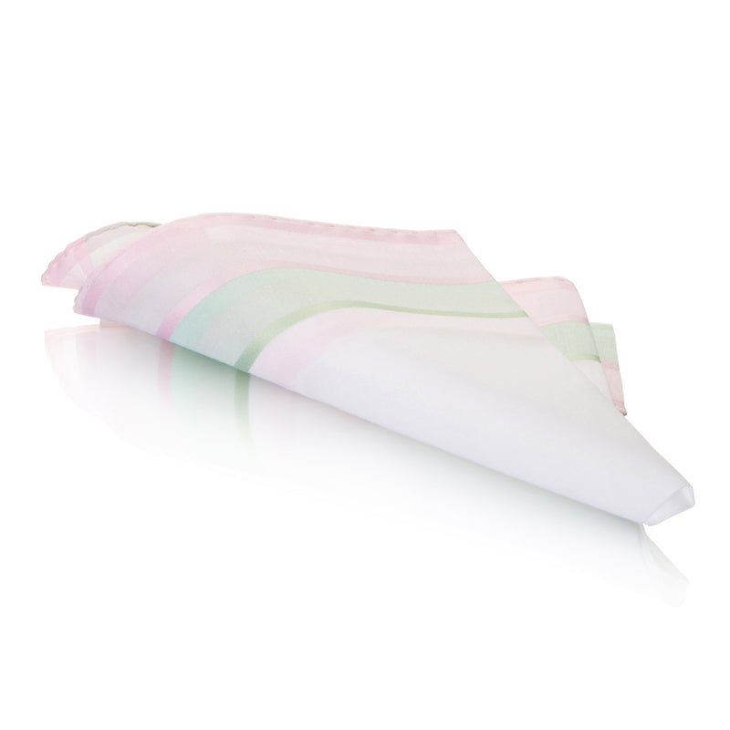 Lehner Swiss Cotton Ladies Handkerchief -  Multi Colour Border