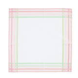 Pañuelo de algodón suizo para damas Lehner: tres rayas rosas y verdes