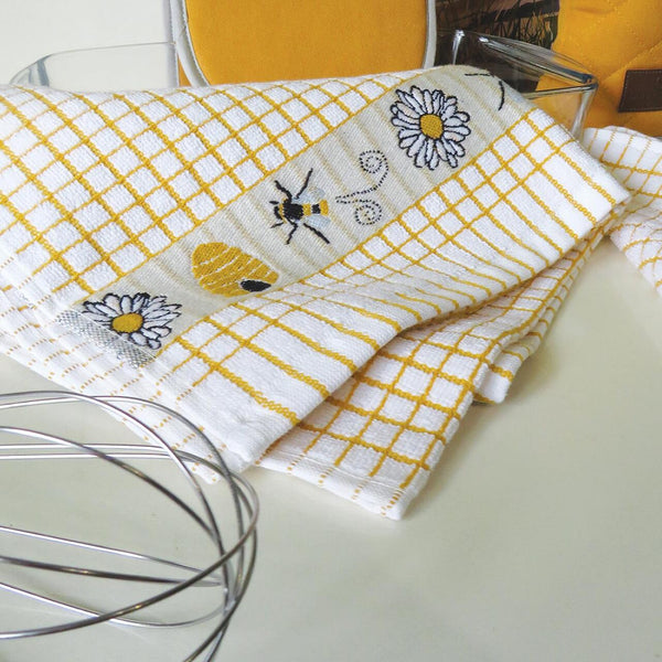 Torchon en coton éponge à motifs jacquard