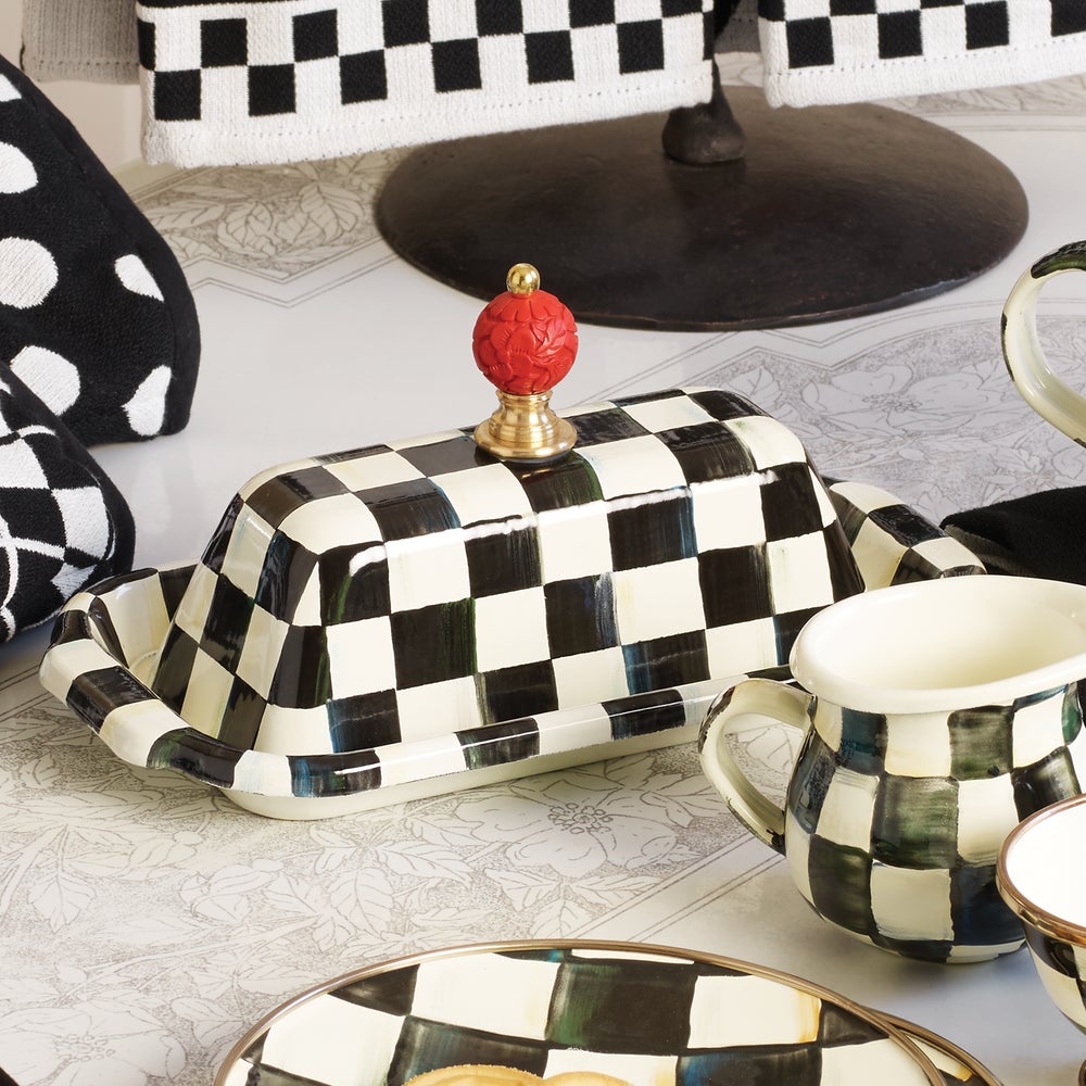 MacKenzie-Childs Check Design Butter Dish