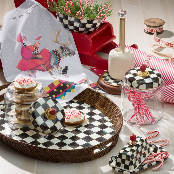 MacKenzie-Childs Check Design Butter Dish