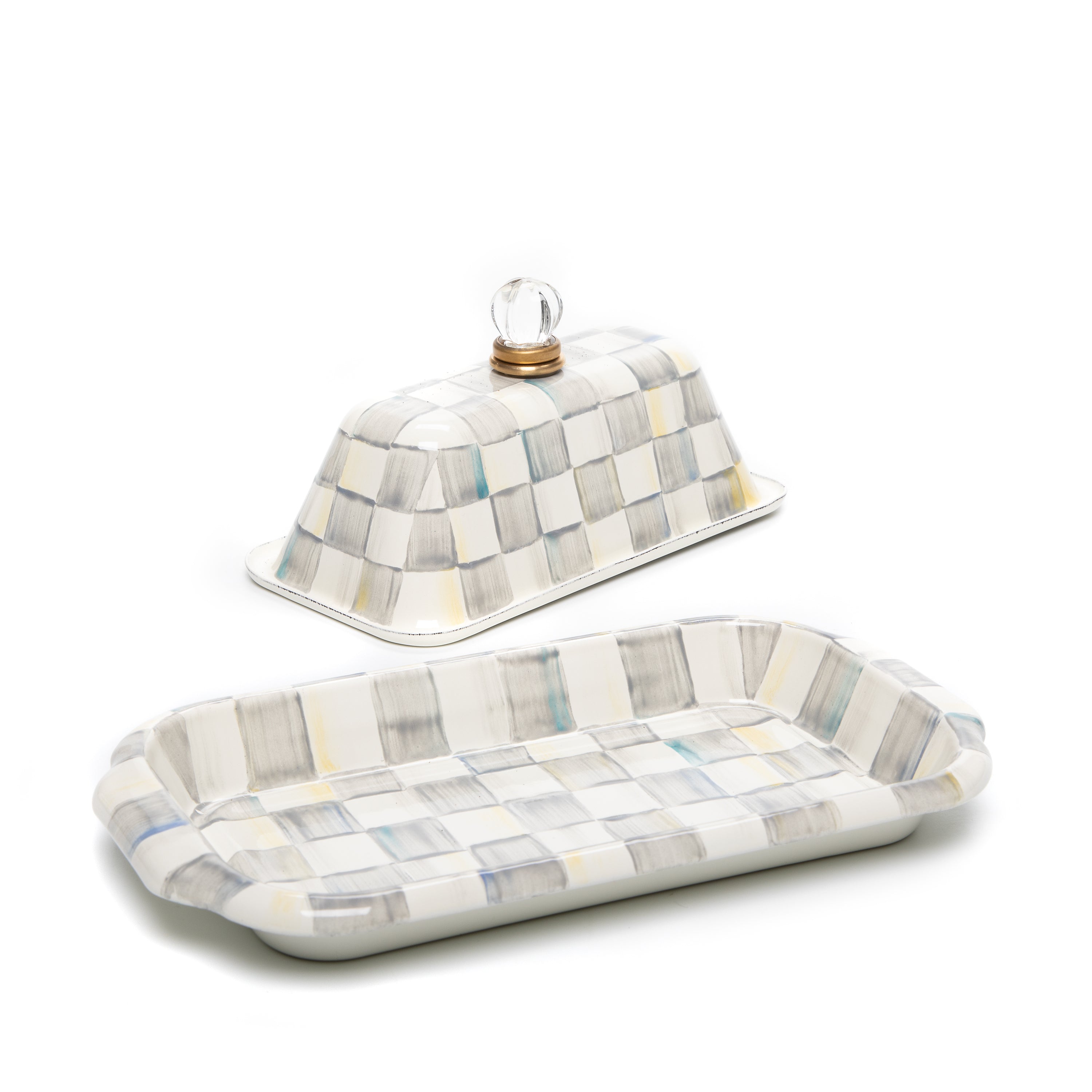 MacKenzie-Childs Check Design Butter Dish