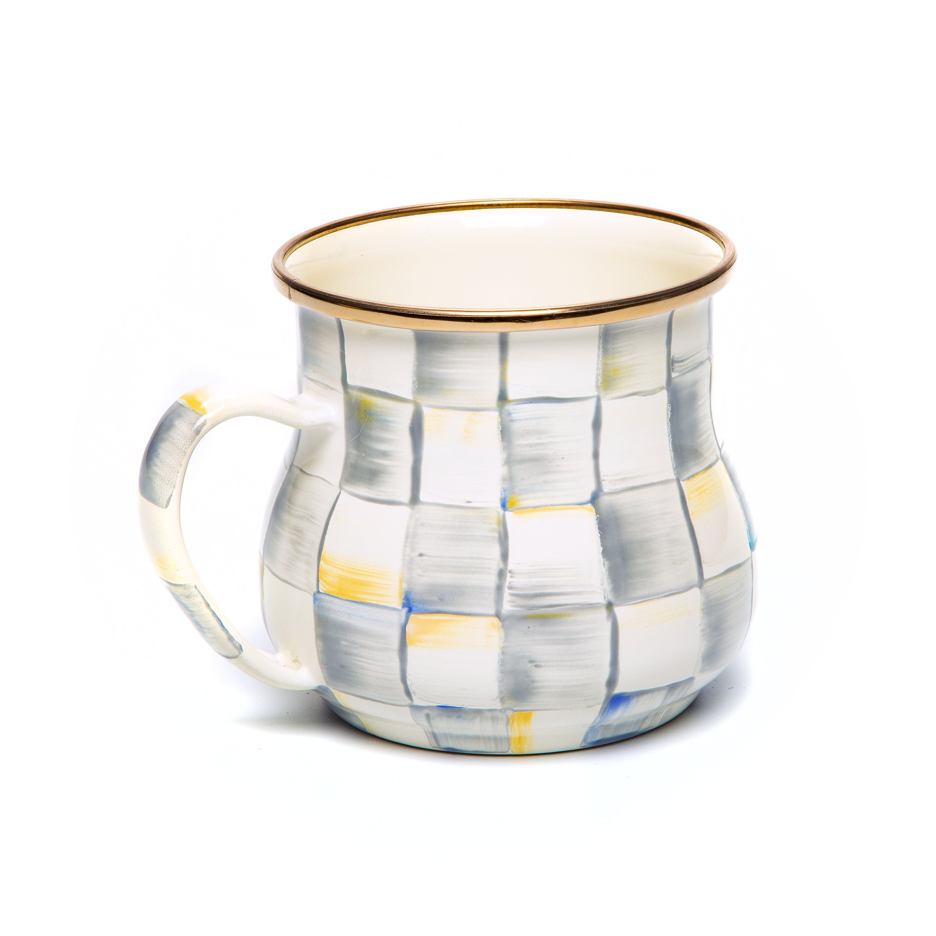 MacKenzie-Childs Check Design Enamel Mugs