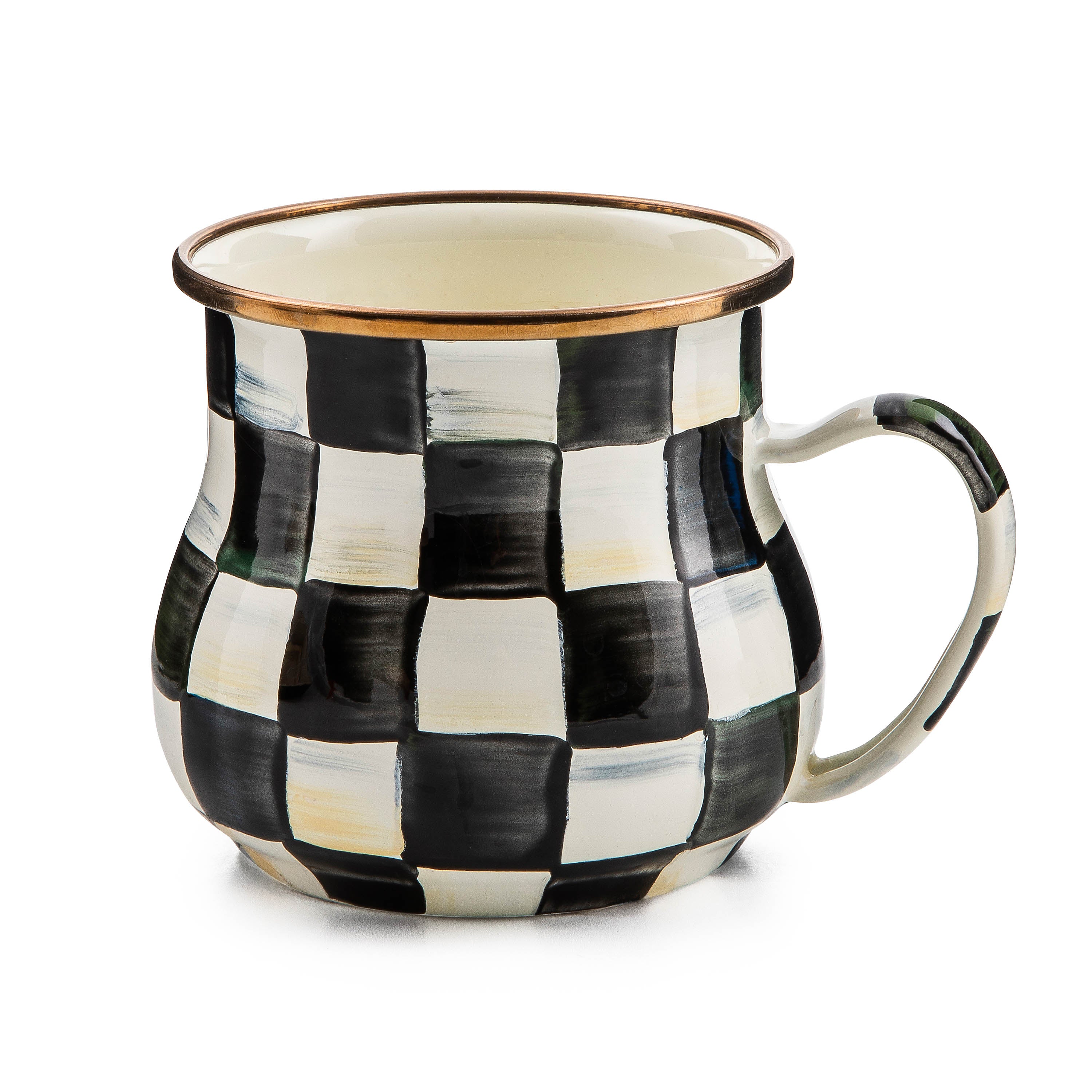 MacKenzie-Childs Check Design Enamel Mugs