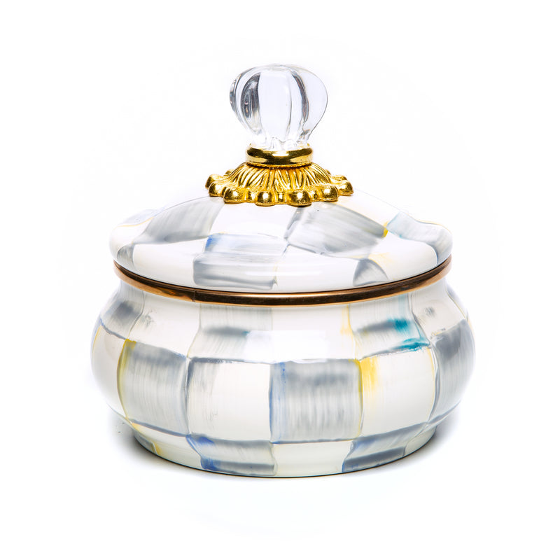 MacKenzie-Childs Sterling Check Enamelware Storage Canisters