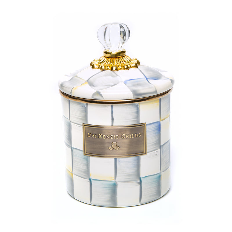 MacKenzie-Childs Sterling Check Enamelware Storage Canisters