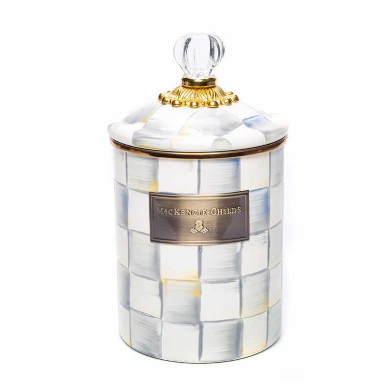 MacKenzie-Childs Sterling Check Enamelware Storage Canisters