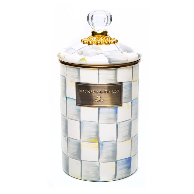 MacKenzie-Childs Sterling Check Enamelware Storage Canisters