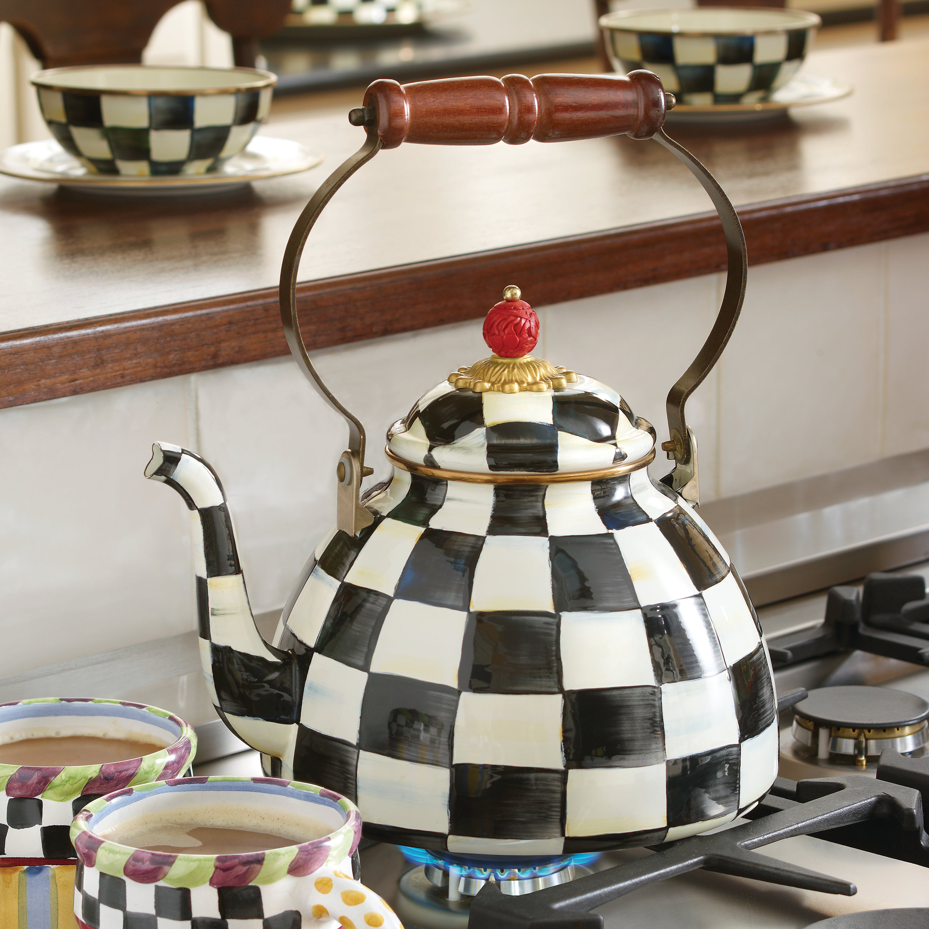 MacKenzie-Childs Courtly Check Stove Top Tea Kettle