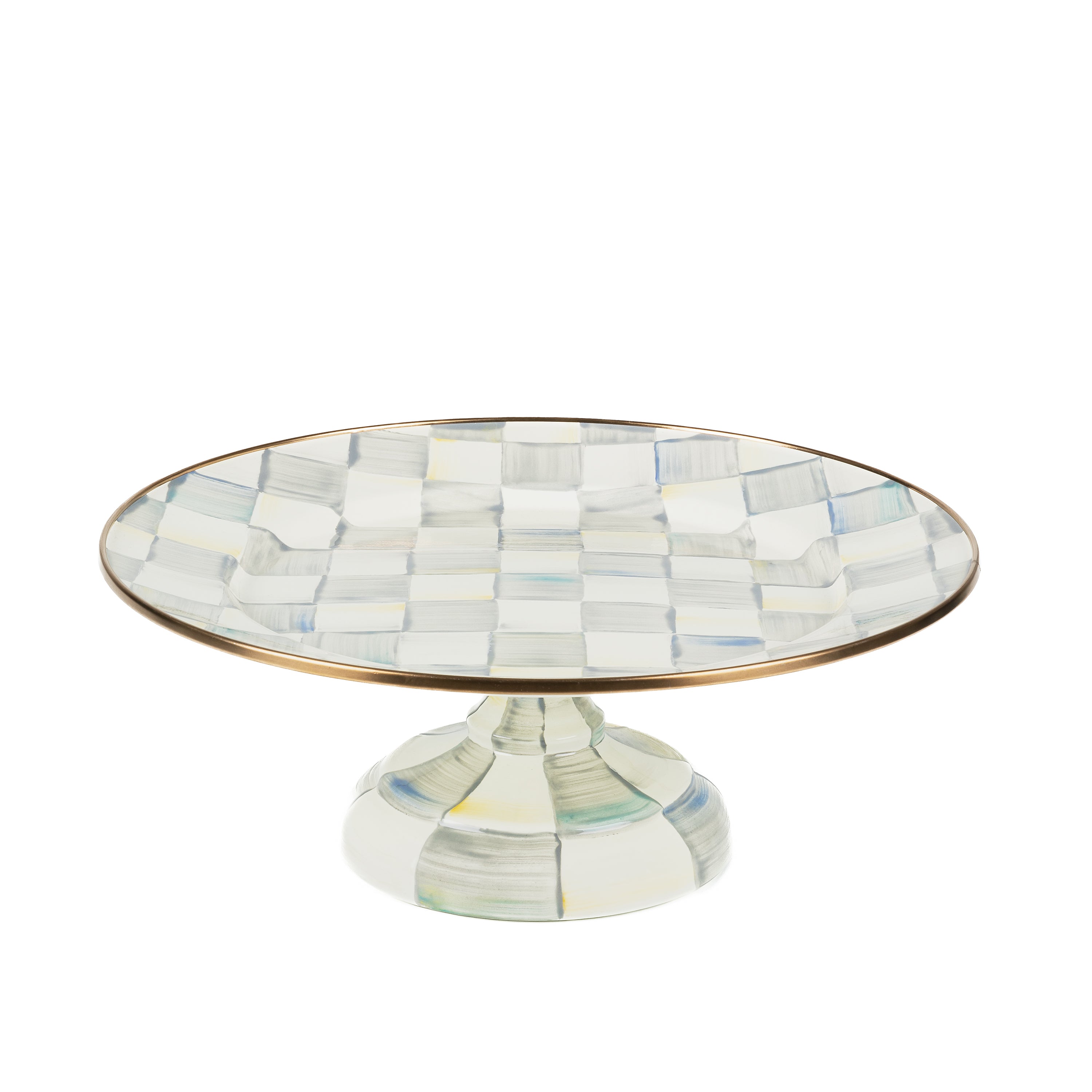 MacKenzie-Childs Sterling Check Pedestal Platters