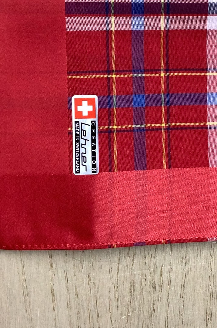 Lehner Men's Swiss Cotton Handkerchief - Red Tartan