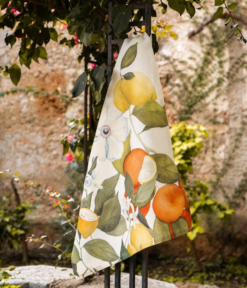 'Amalfi' Citrus Design Linen Tea Towels