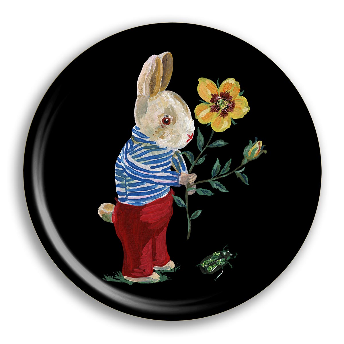 Bunny Round Birchwood Tray