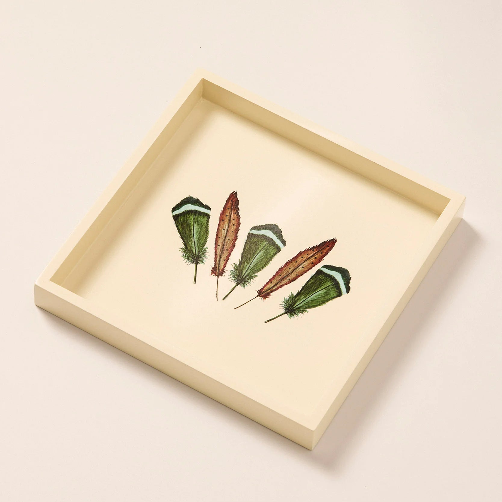 Feather Design Lacquer Tray