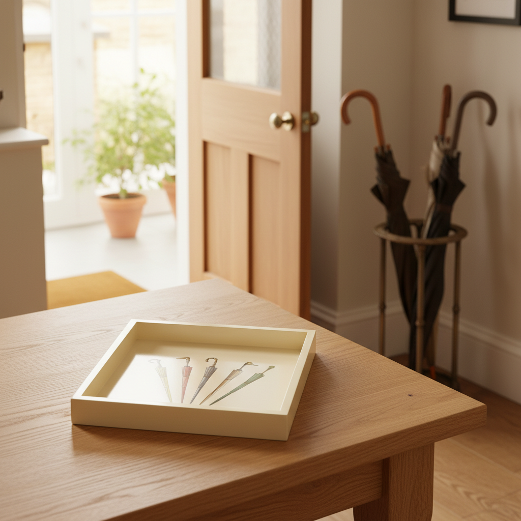 Umbrella Design Lacquer Tray