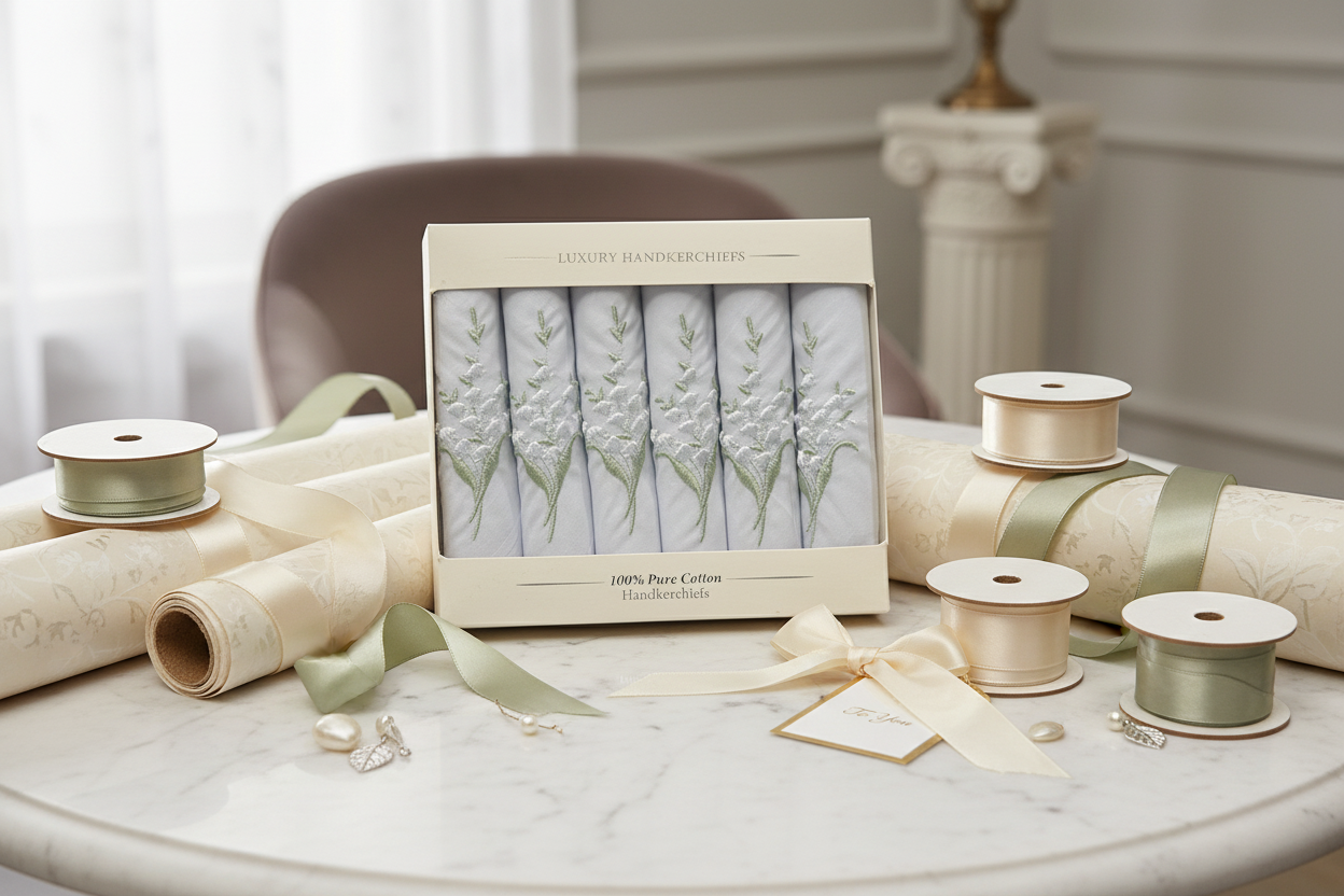 Ladies Cotton Handkerchiefs - Lily of the Valley (Box of 6)