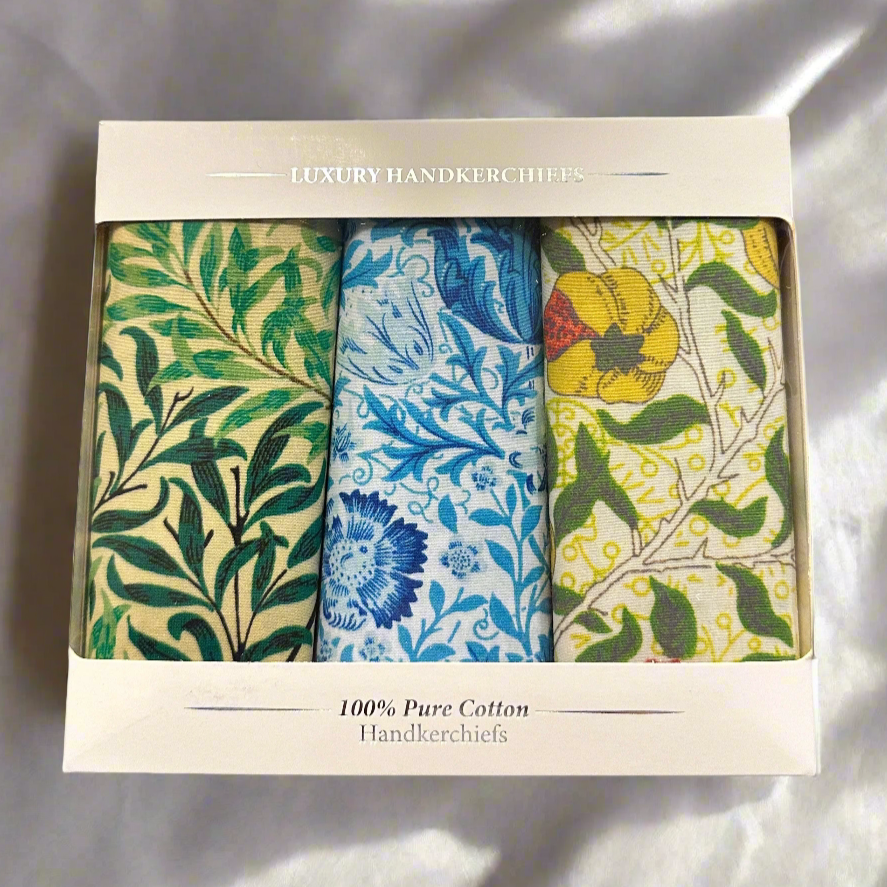 Ladies Cotton Handkerchiefs - William Morris (Box of 3)