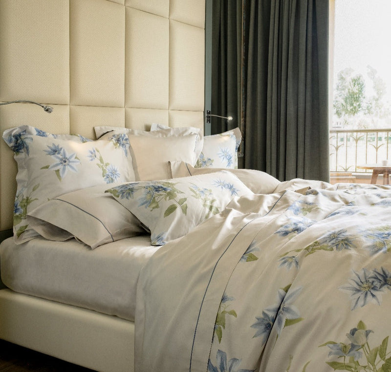 'Clematis' Italian Floral Print Bed Linen Set