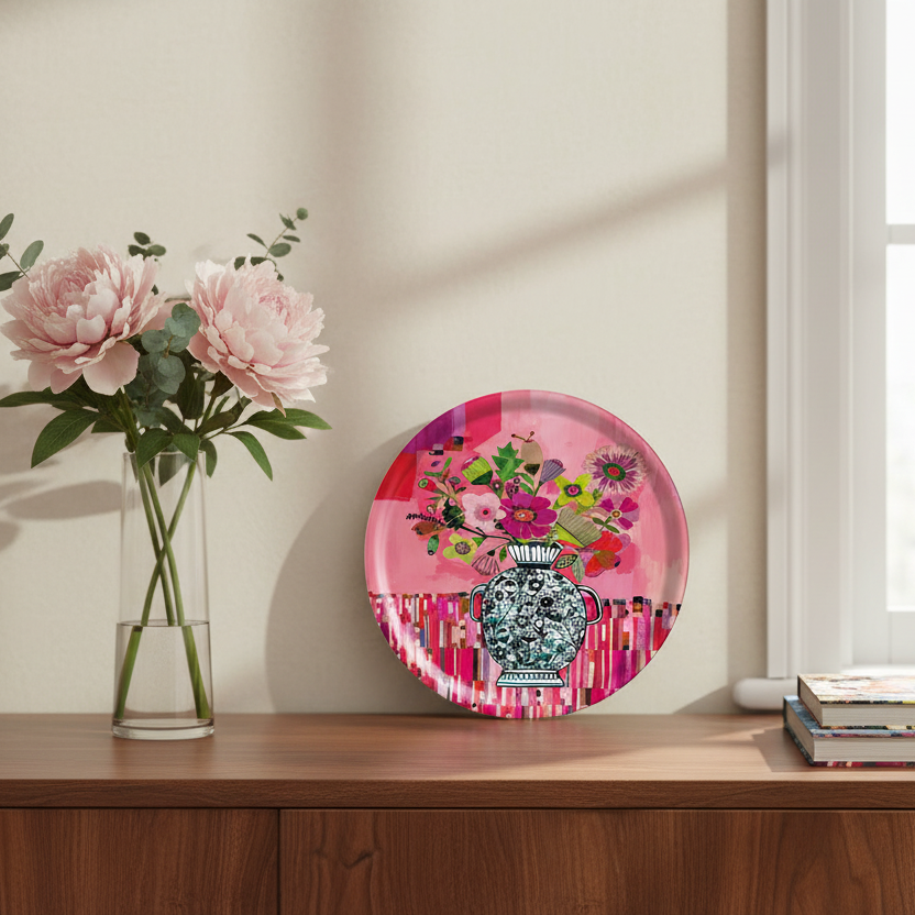 Crimson Blush Round Tray