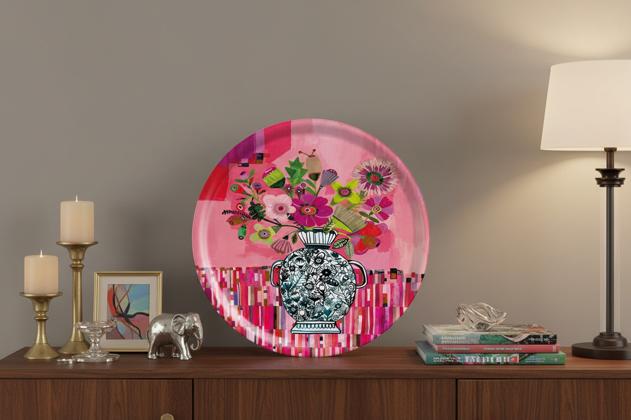 Crimson Blush Round Tray