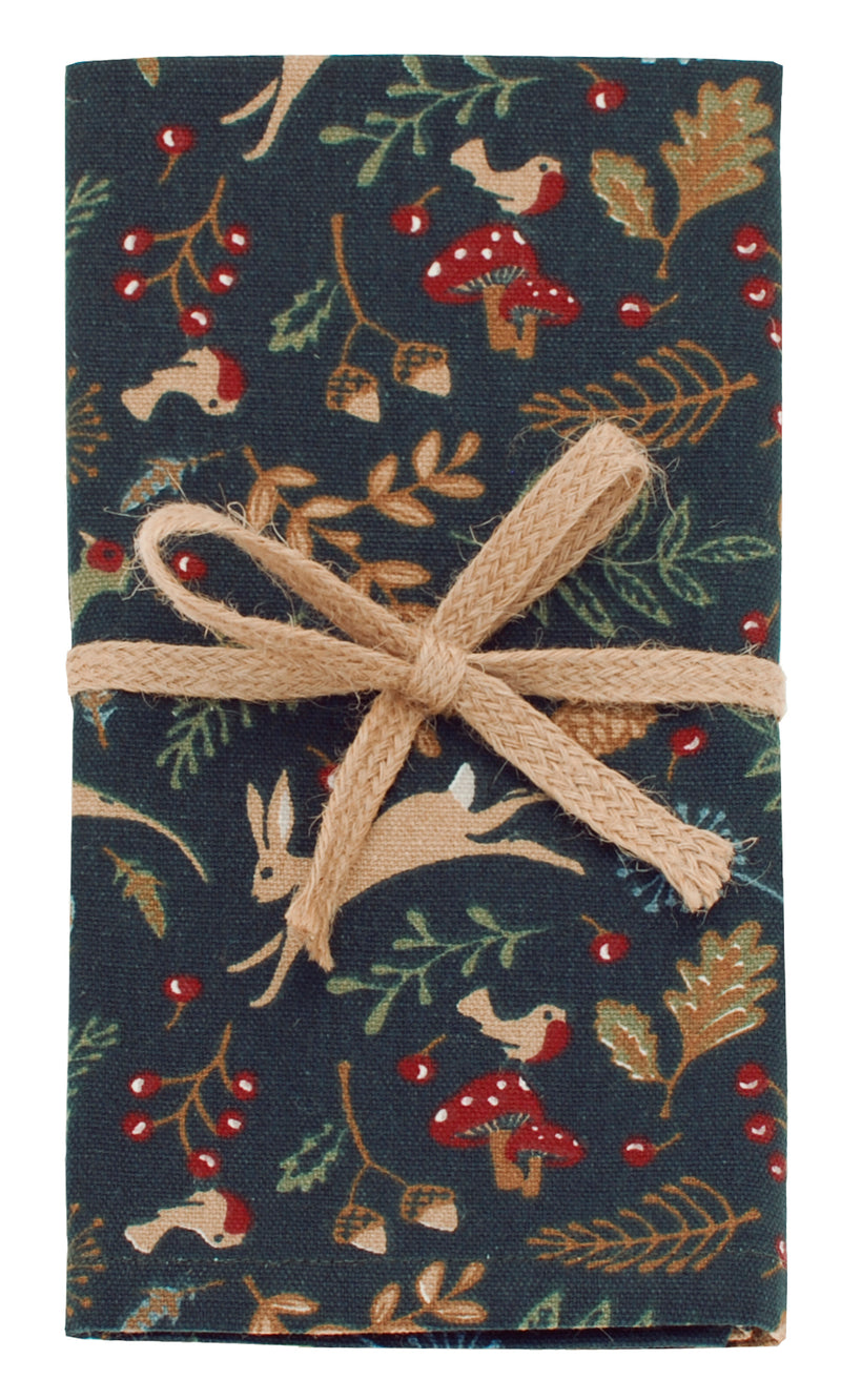 Serviettes de Noël brodées avec des baies de houx