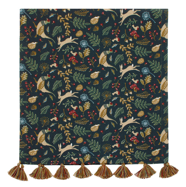 Serviettes de Noël brodées avec des baies de houx