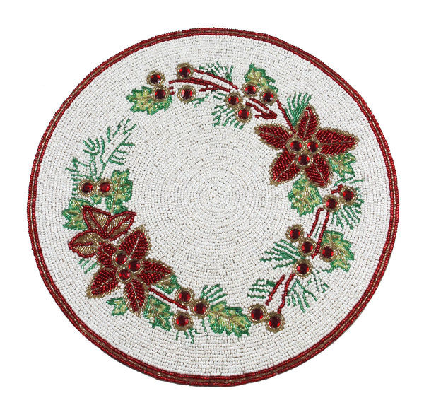 Poinsettia Design Round Table Mat