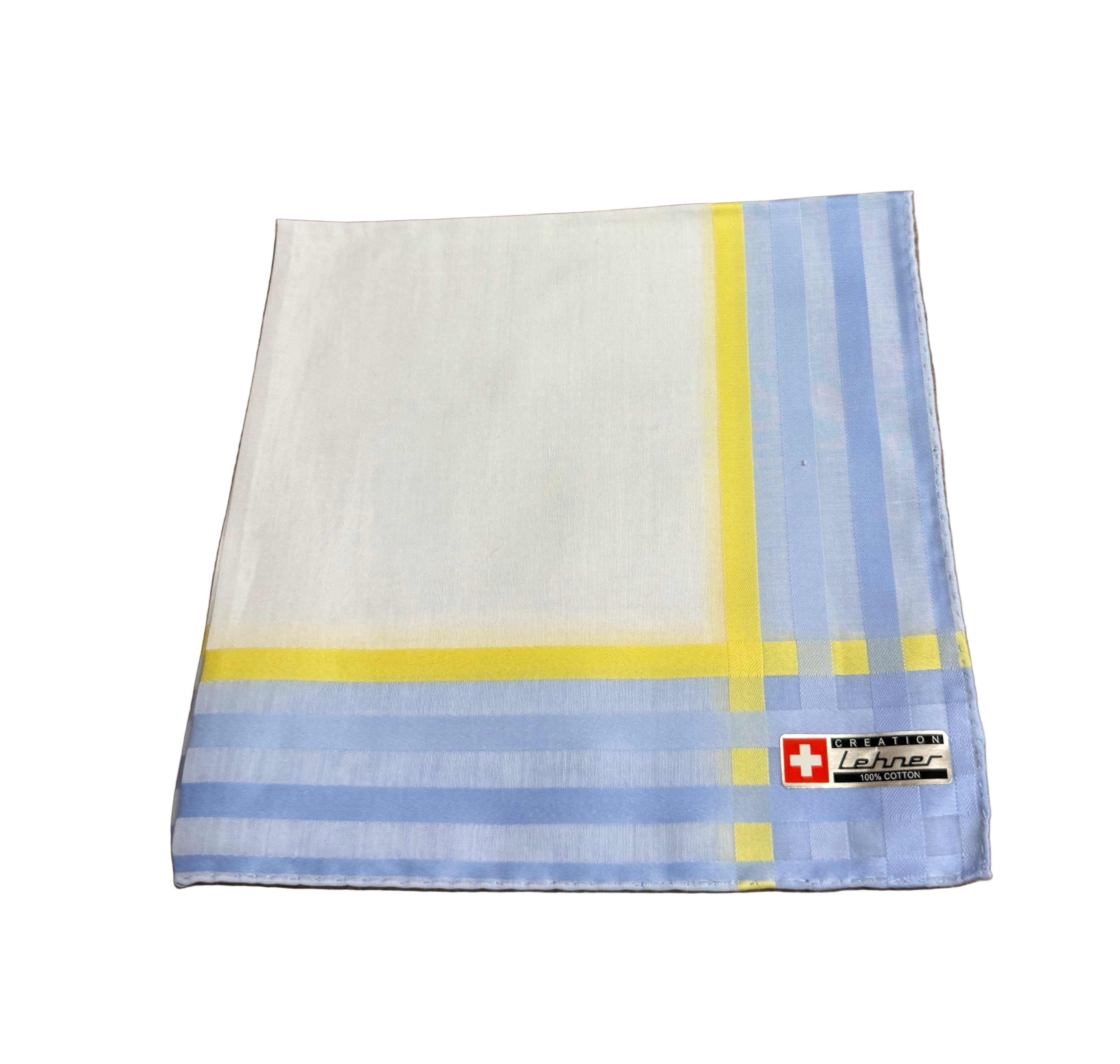 Lehner Ladies Swiss Cotton Handkerchiefs - Multi Stripe Border
