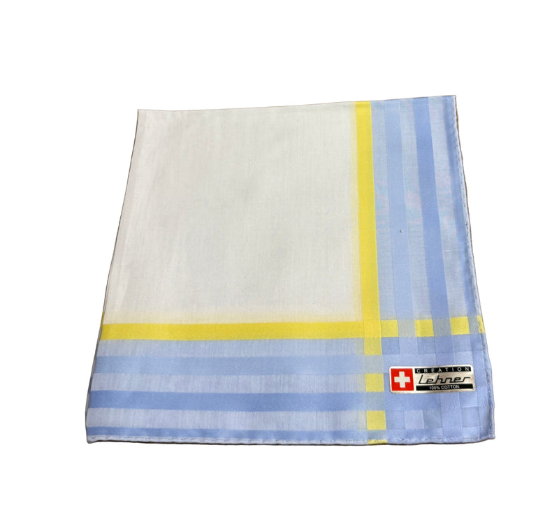 Lehner Ladies Swiss Cotton Handkerchiefs - Multi Stripe Border