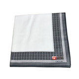 Lehner Men's Swiss Cotton Handkerchief - Grey Lattice Border
