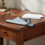 Lehner Men's Swiss Cotton Handkerchief - Grey Lattice Border