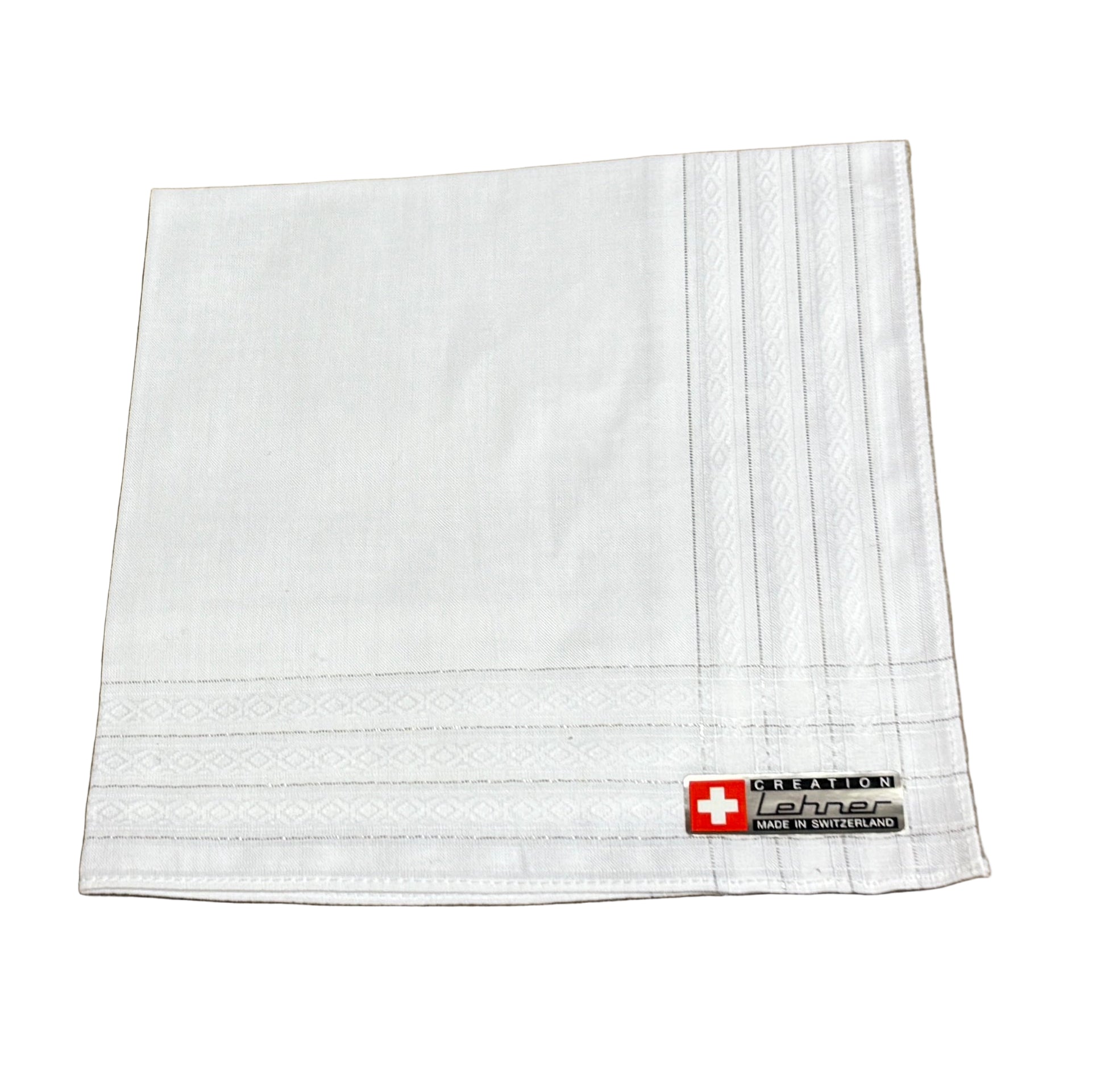 Lehner Ladies Swiss Cotton Handkerchiefs - Fine Line Crossed Border