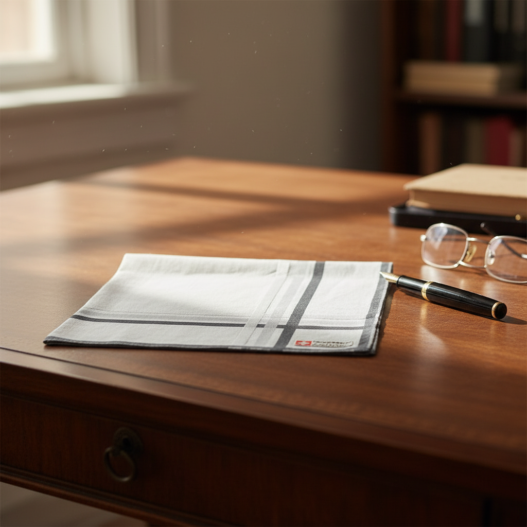 Pañuelo de algodón suizo para hombre de Lehner - Borde de rayas multicolor