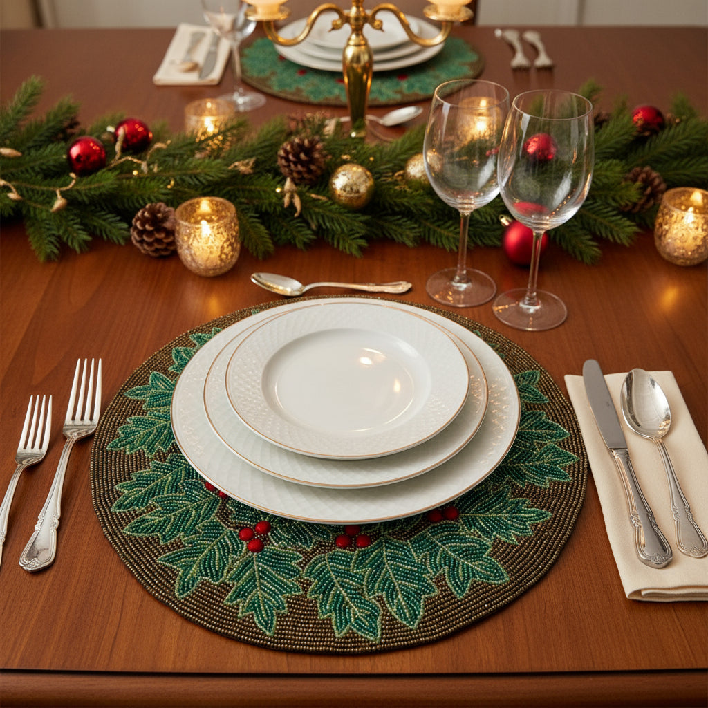 Christmas Design Beaded Placemat
