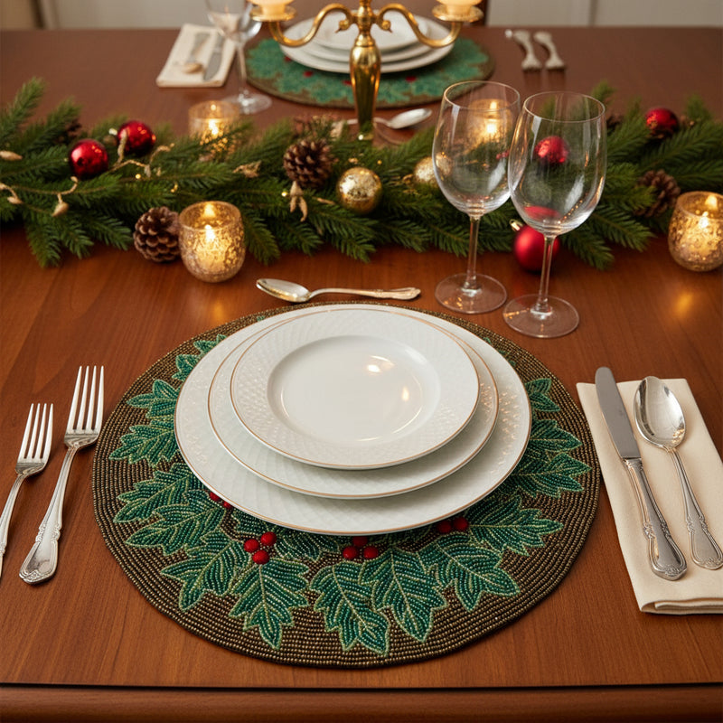 Christmas Design Beaded Placemat