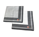 Lehner Men's Swiss Cotton Handkerchief - Grey Lattice Border
