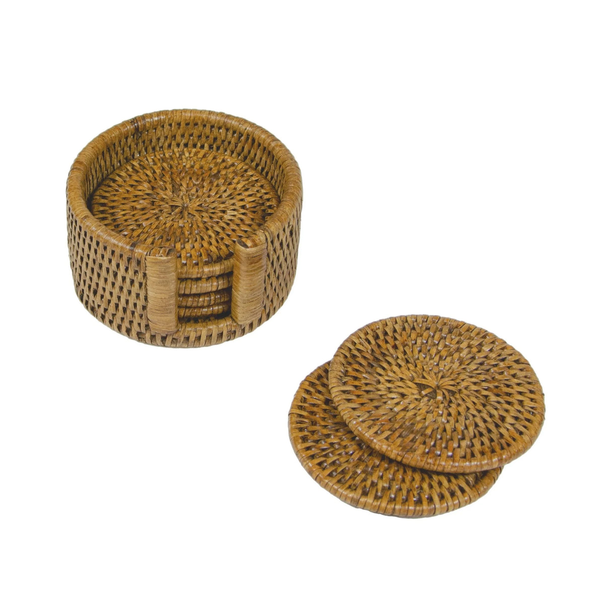 Luxury Rattan Coaster Set Collection | Woods Fine Linens