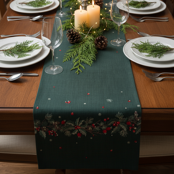 Holly Trail Festive Table Linens