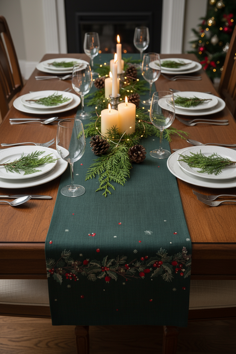 Holly Trail Festive Table Linens