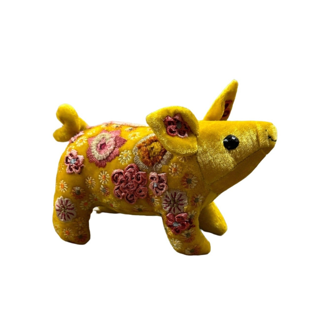 Beauty Piglet Hand Embroidered Silk & Velvet Animals