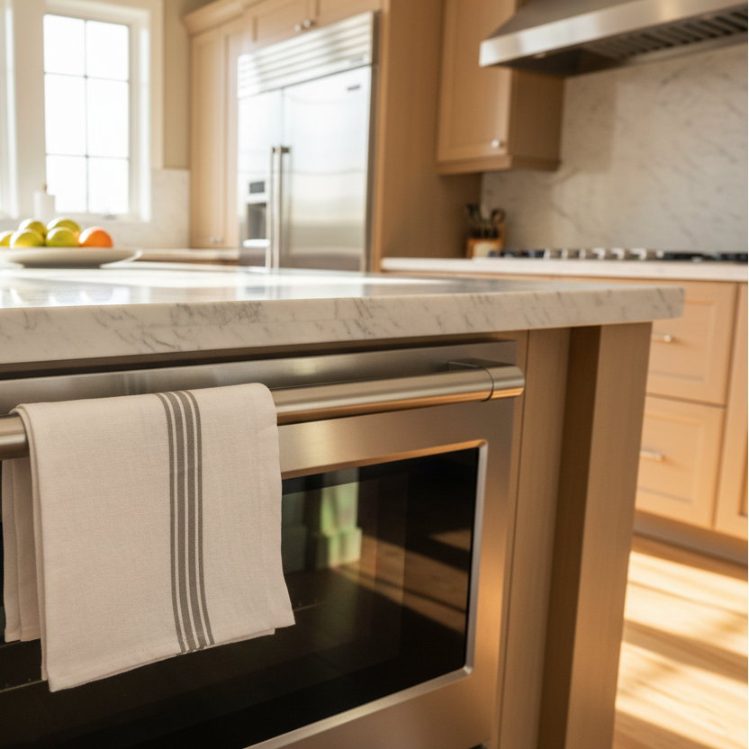 Paños de cocina 100 % lino con diseño de piano