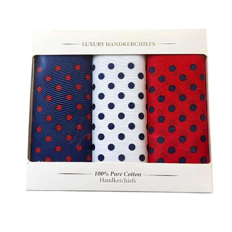 'Spots' Men's 100% Cotton Handkerchiefs (Pack of Three)