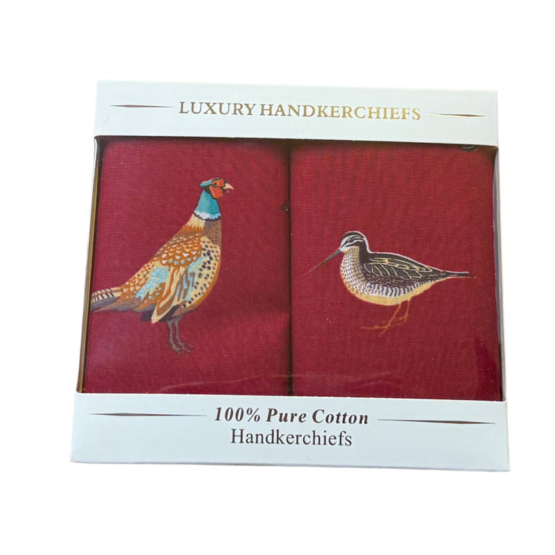 Superior 'Game Birds' 100% Cotton Men's Handkerchiefs (Pack of Two)