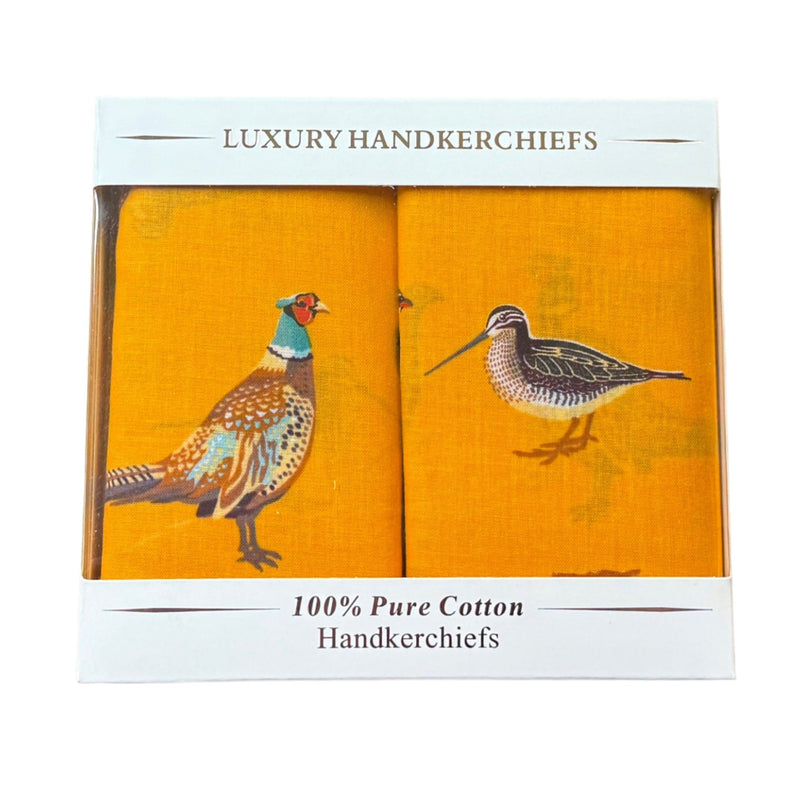 Superior 'Game Birds' 100% Cotton Men's Handkerchiefs (Pack of Two)